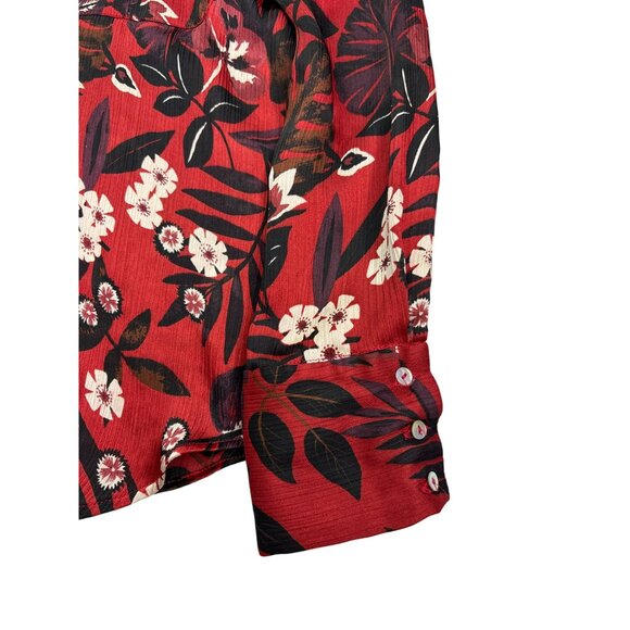 Zara Basic Collection Womens Floral Button Front Blouse Top Size XS Sheer - Picture 4 of 7